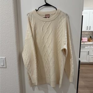 Show Me Your MuMu Ivory Cable Knit Crewneck Sweater Dress
